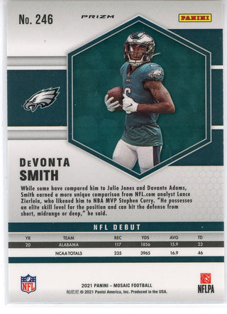 DeVonta Smith 2021 Panini Mosaic Silver Prizm NFL Debut Rookie Card #246