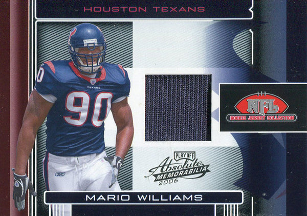 Mario Willims Unsigned 2006 Playoof Absolute Memorabilia Rookie Jersey Card