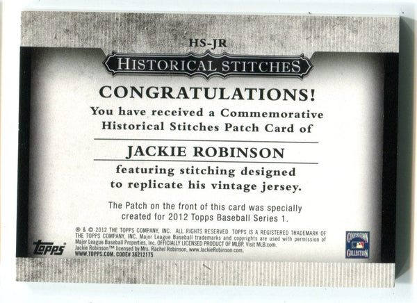 Jackie Robinson 2012 Topps Historical Stitches #HSJR Card