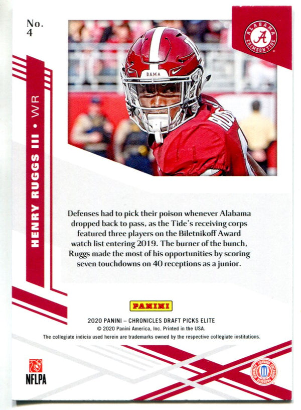 Henry Ruggs III 2020 Panini Chronicles Draft Picks Elite Rookie Card