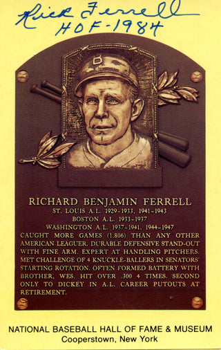 Rick Ferrell "HOF 1984" Autographed Hall of Fame Plaque