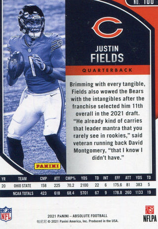 Justin Fields 2021 Panini Absolute Rookie Card