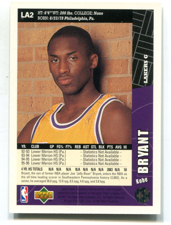 Kobe Bryant 1996 Upper Deck Collectors Choice #LA2 Card
