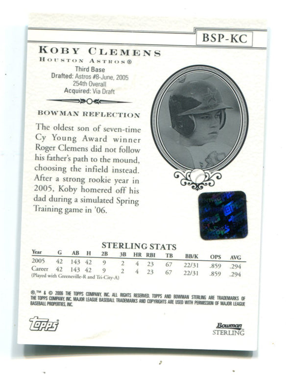 Koby Clemens 2006 Bowman Sterling #BSPKC Auto Card