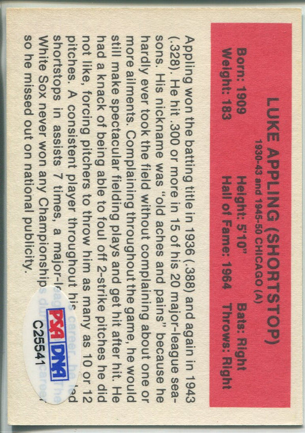 Luke Appling Autographed 1987 Hygrades Baseball's Greats Card (PSA)