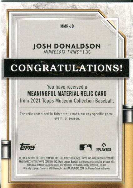 Josh Donaldson 2021 Topps Museum Collection Game Worn Jersey Card