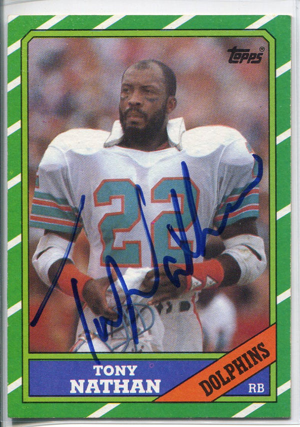 Tony Nathan Autographed 1986 Topps Card