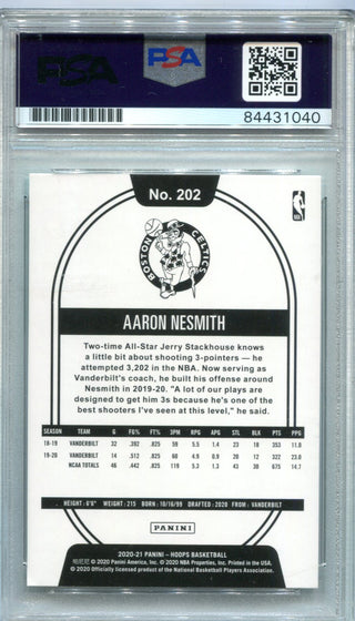 Aaron Nesmith 2020-21 Prizm NBA Hoops Gold #202 PSA Auto GEM MT 10 RC