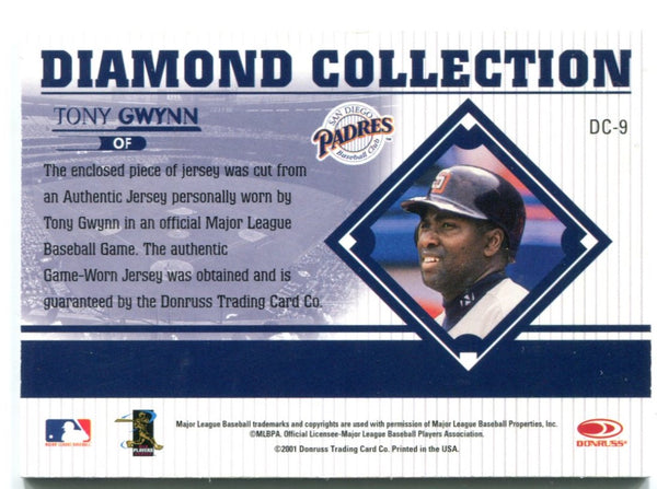 Tony Gwynn 2001 Diamond Collection Authentic Game Worn Jersey Card Donruss