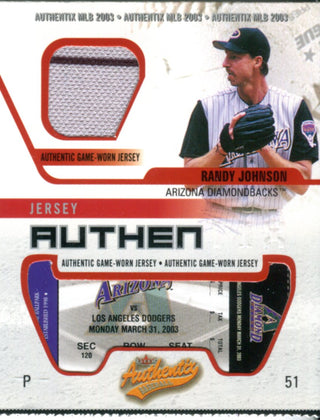 Roger Clemens Randy Johnson Greg Maddux 2003 Fleer Game Worn Jersey Card