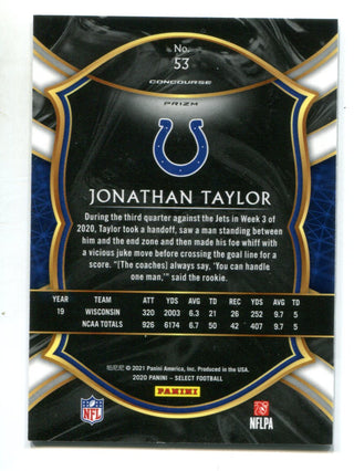 Jonathan Taylor 2021 Panini Select #53 Concourse Prizm Card