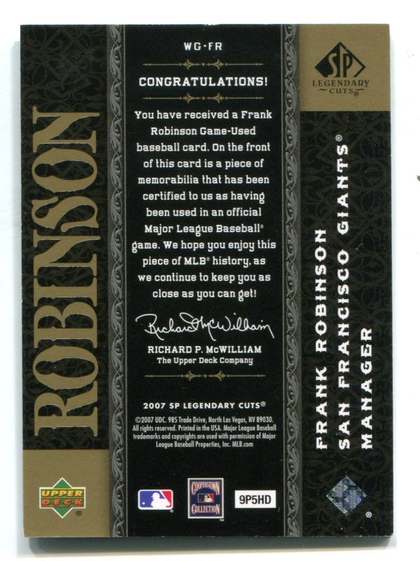 Frank Robinson 2007 Upper Deck SP Legendary Cuts #WGFR Jersey Card