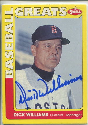 Dick Williams Autographed 1990 Swell Baseball Greats Card (JSA)