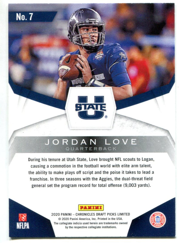 Jordan Love 2020 Panini Chronicles Draft Picks Limited Rookie Card