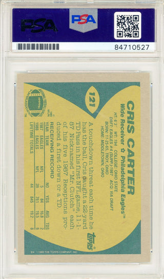 Cris Carter "HOF 2013" Autographed 1989 Topps Card #121 (PSA Auto GEM MT 10)