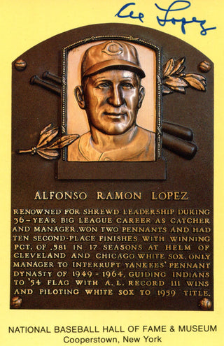 Al Lopez Autographed Hall of Fame Plaque