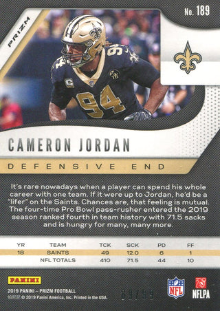 Cameron Jordan 2019 Panini Prizm Blue Ice Card 89/99