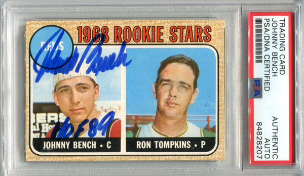 Johnny Bench/Ron Tompkins Topps 1968 Reds Rookie Stars #247 (PSA AUTHENTIC)