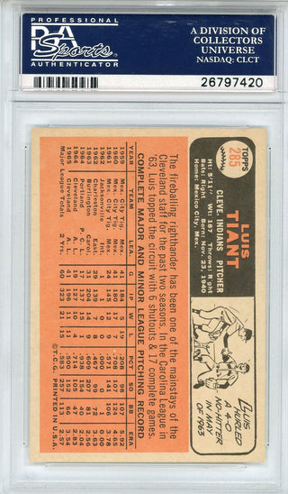 Luis Tiant 1966 Topps Card #285 (PSA Mint 9 OC)