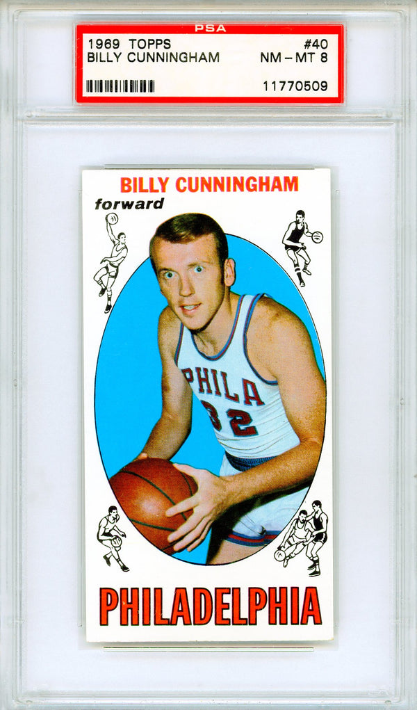 Billy Cunningham 1969 Topps Card #40 (PSA NM-MT 8)