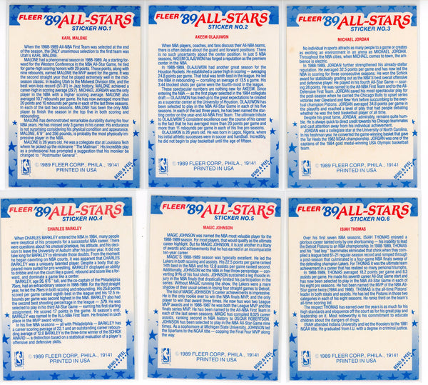 1989-90 Fleer All-Stars Sticker Set (1-11)