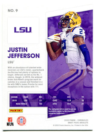Justin Jefferson 2020 Panini Chronicles Draft Picks Absolute Rookie Card