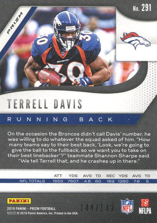 Terrell Davis 2019 Panini Prizm Red Wave Card 144/149