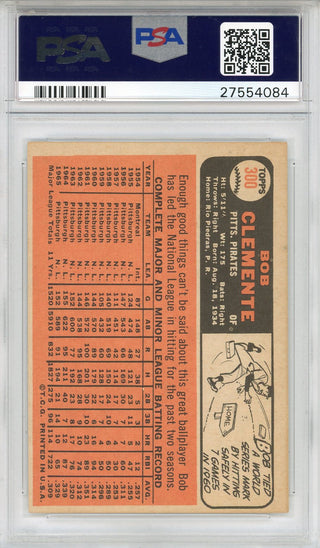 Roberto Clemente 1966 Topps Card #300 (PSA EX-MT 6 ST)