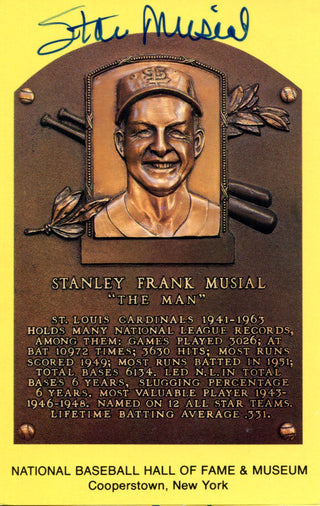 Stan Musial Autographed Hall of Fame Plaque