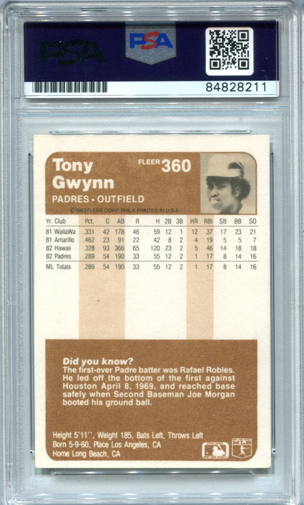  1983 Fleer Baseball #360 Tony Gwynn Rookie Card