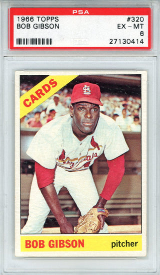 Bob Gibson 1966 Topps Card #320 (PSA EX-MT 6)