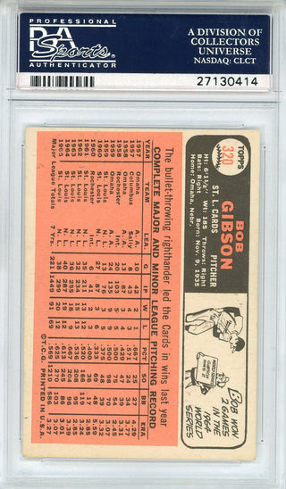 Bob Gibson 1966 Topps Card #320 (PSA EX-MT 6)