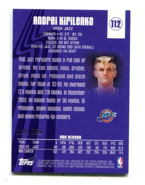 Andrei Kirilenko 2004 Topps Finest #112 Jersey Card /999