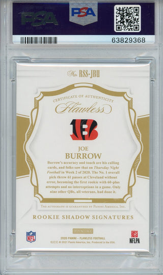 Joe Burrow Autographed 2020 Flawless Rookie Shadow Sig Card (PSA)
