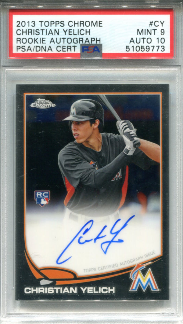 Christian Yelich Autographed 2013 Topps Chrome Rookie Card (PSA)