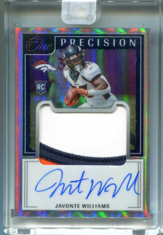 Javonte Williams 2021 Panini One Prizm Precision Auto Jersey Card #315 /75