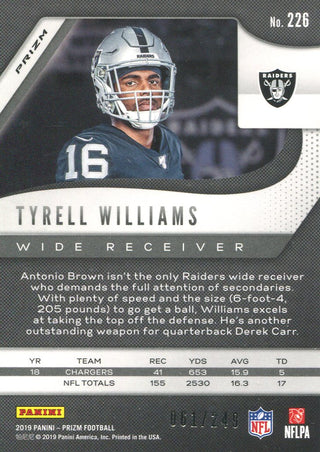 Tyrell Williams 2019 Panini Prizm Orange Card 61/249