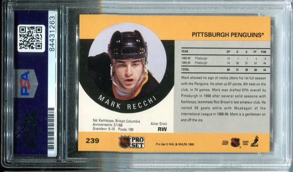 Mark Recchi 1990 NHL Pro Set #239 PSA Auto GEM MT 10 Card