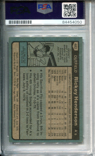 Rickey Henderson 1980 Topps Rookie Card #482 PSA AUTO GEM MT 10 Card