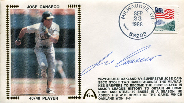 Jose Canseco Autographed First Day Cover