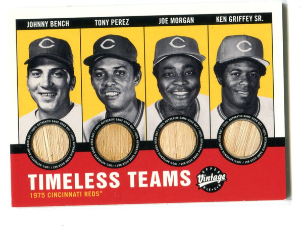 Bench/Perez/Morgan/Griffey Sr. 2001 Upper Deck Timeless Teams Bat Card /100