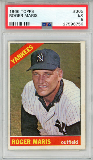 Roger Maris 1966 Topps Card #365 (PSA EX 5)