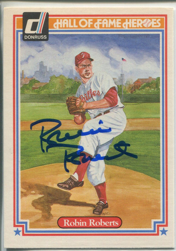 Robin Roberts Autographed 1983 Donruss Hall of Fame Heroes Card #41