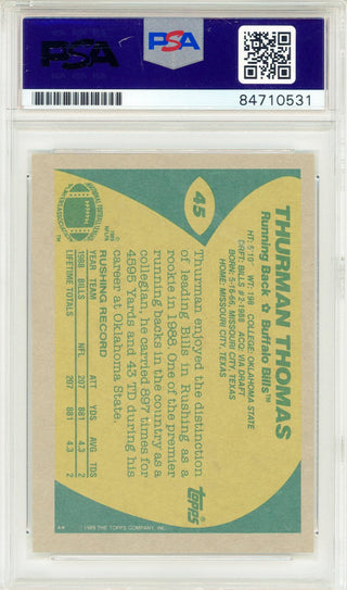 Thurman Thomas Autographed 1989 Topps Card #45 (PSA Auto)