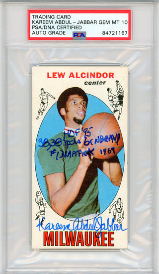 Kareem Abdul-Jabbar Autographed Multi Inscribed 1969-70 Topps Rookie Card #25 (PSA Auto Gem Mint 10)