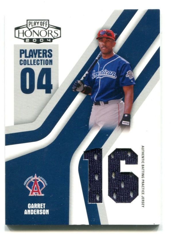Garret Anderson 2004 Playoff Honors Authentic Game Worn Jersey Card 030/250