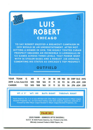 Luis Robert Panini Donruss Optic Rated Rookie 2020