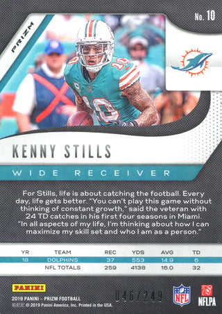 Kenny Stills 2019 Panini Prizm Orange Card 46/249