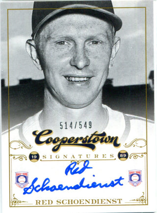 Red Schoendienst Autographed 2012 Panini Cooperstown Card