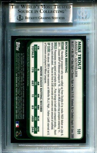 Mike Trout 2011 Bowman Chrome Draft Card #101 9 MT (Beckett)